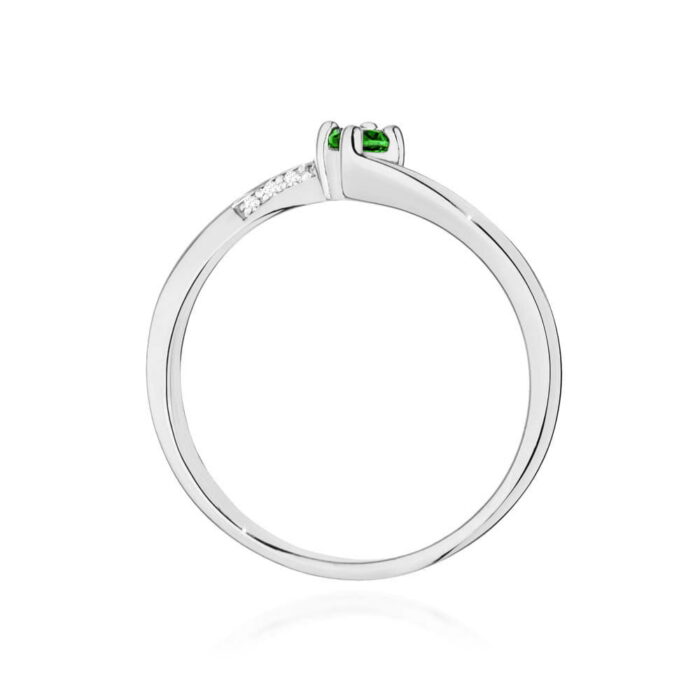 Inel Aur 14K cu Smarald 0.15 ct si Diamante Naturale 0.04 ct - Imagine 8