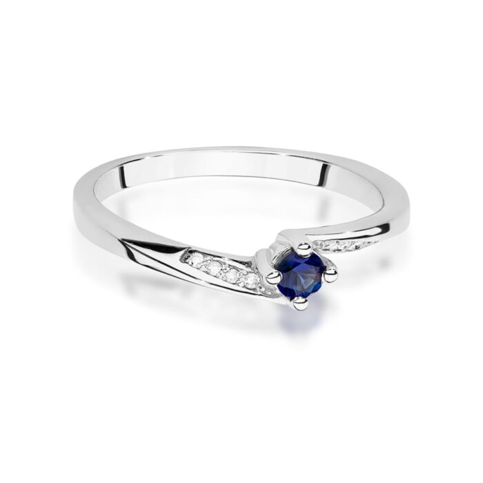 Inel Aur 14K cu Safir 0.15 ct si Diamante 0.04 ct - Imagine 6
