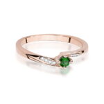 Inel Aur 14K cu Smarald 0.15 ct si Diamante Naturale 0.04 ct - Imagine 3