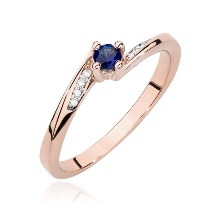 Inel Aur 14K cu Safir 0.15 ct si Diamante 0.04 ct - Imagine 9