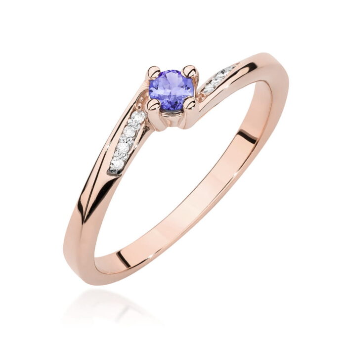Inel Aur 14K cu Tanzanit 0.15 ct si Diamante 0.04 ct - Imagine 5