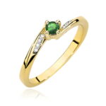 Inel Aur 14K cu Smarald 0.15 ct si Diamante Naturale 0.04 ct
