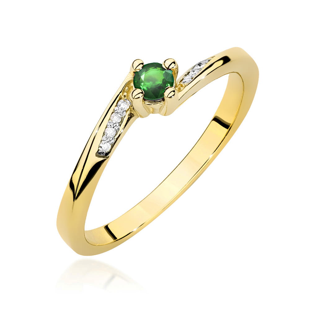 W0262.Z3.EMG_.01_1.jpg Inel Aur 14K cu Smarald 0.15 ct si Diamante Naturale 0.04 ct - Imagine 1