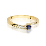 Inel Aur 14K cu Safir 0.15 ct si Diamante 0.04 ct - Imagine 2