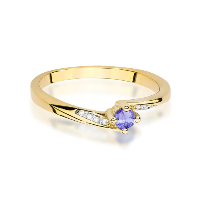 Inel Aur 14K cu Tanzanit 0.15 ct si Diamante 0.04 ct - Imagine 2