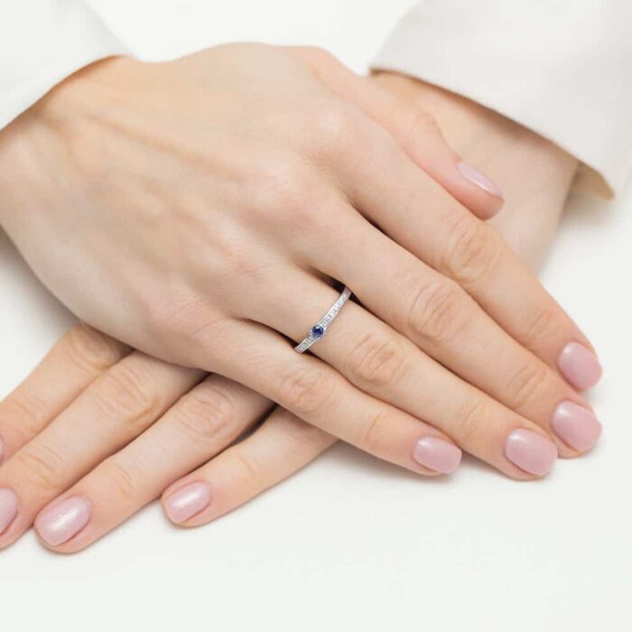 Inel Aur 14K cu Safir 0.15 ct si Diamante Naturale 0.05 ct - Imagine 12