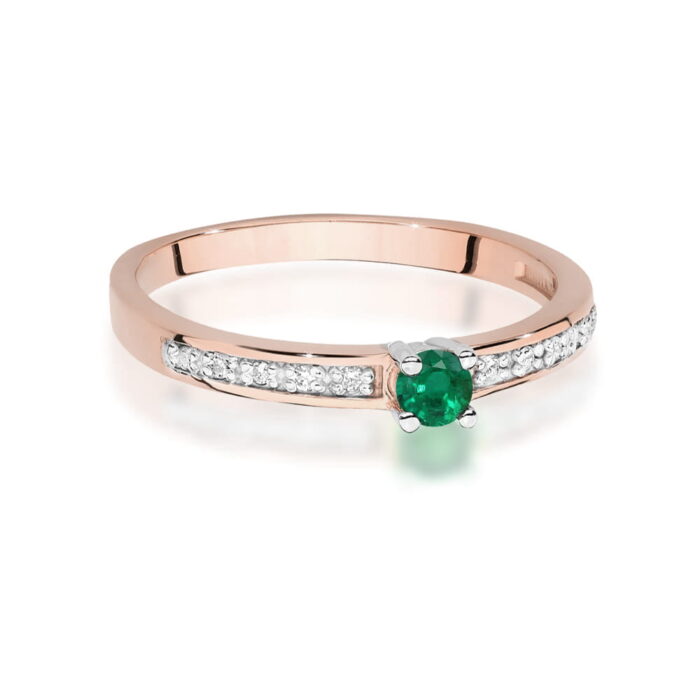 Inel Aur 14K cu Smarald 0.15 ct si Diamante Naturale 0.05 ct - Imagine 10