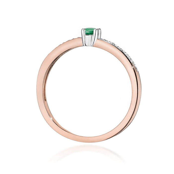 Inel Aur 14K cu Smarald 0.15 ct si Diamante Naturale 0.05 ct - Imagine 11