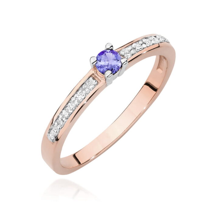 Inel Aur 14K cu Tanzanit 0.15 ct si Diamante Naturale 0.05 ct - Imagine 9