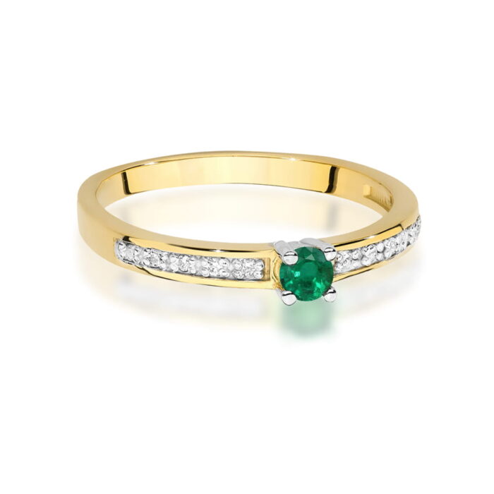 Inel Aur 14K cu Smarald 0.15 ct si Diamante Naturale 0.05 ct - Imagine 2