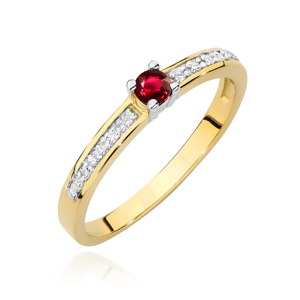 W0288.Z3.RUR_.01_1.jpg Inel Aur 14K cu Rubin 0.15 ct si Diamante Naturale 0.05 ct - Imagine 1