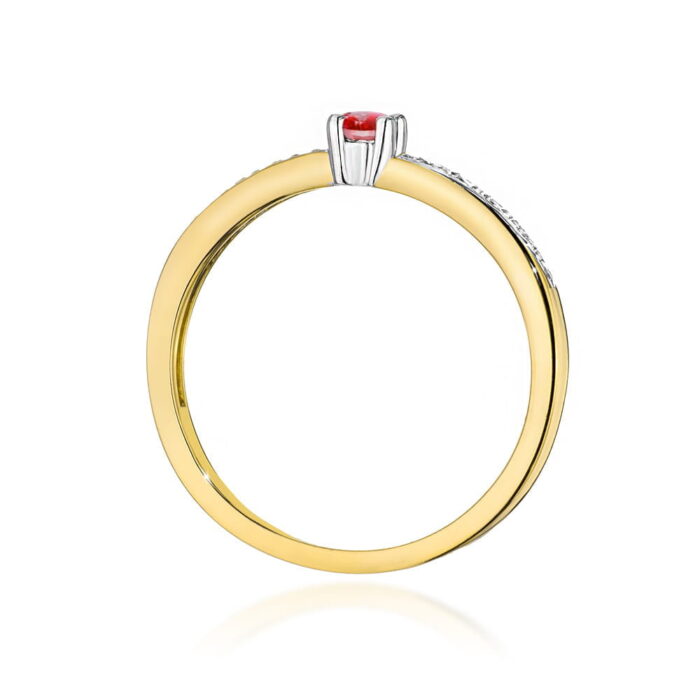 Inel Aur 14K cu Rubin 0.15 ct si Diamante Naturale 0.05 ct - Imagine 3