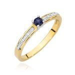Inel Aur 14K cu Safir 0.15 ct si Diamante Naturale 0.05 ct