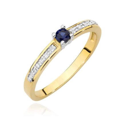 Inel Aur 14K cu Safir 0.15 ct si Diamante Naturale 0.05 ct