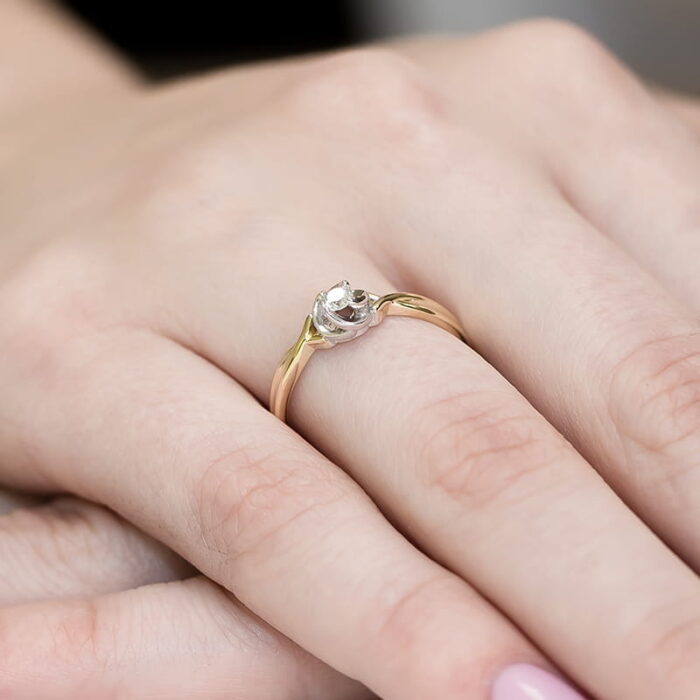 Inel Aur 14K W0329 Diamant Cultivat în Laborator 0.10ct - Imagine 4