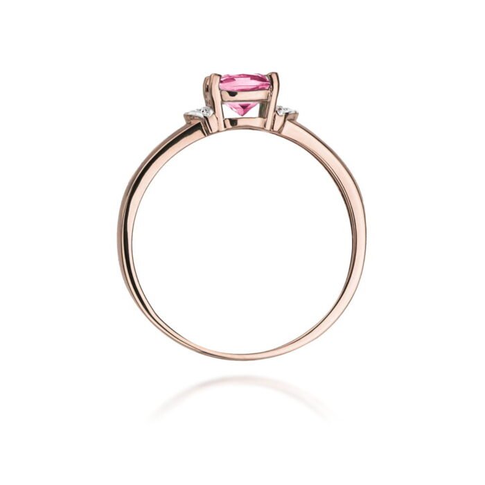 Inel Aur 14K cu Topaz Roz 0.65 ct si Diamante Naturale 0.01 ct - Imagine 11