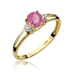 Inel Aur 14K cu Topaz Roz 0.65 ct si Diamante Naturale 0.01 ct