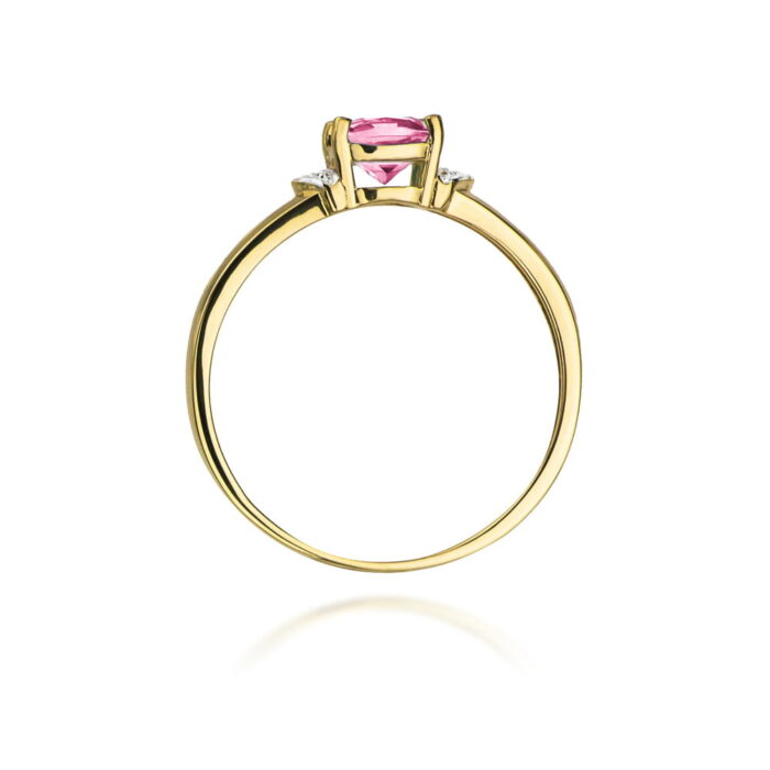 Inel Aur 14K cu Topaz Roz 0.65 ct si Diamante Naturale 0.01 ct - Imagine 3