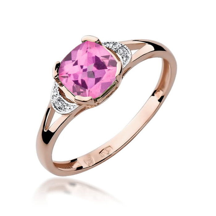 Inel Aur 14K cu Topaz Roz 1.10 ct si Diamante 0.01 ct - Imagine 5