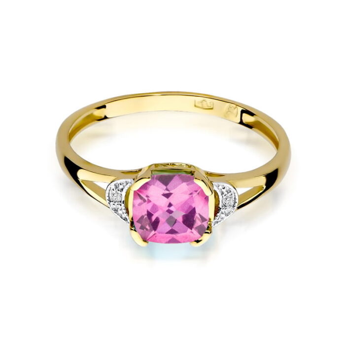 Inel Aur 14K cu Topaz Roz 1.10 ct si Diamante 0.01 ct - Imagine 2