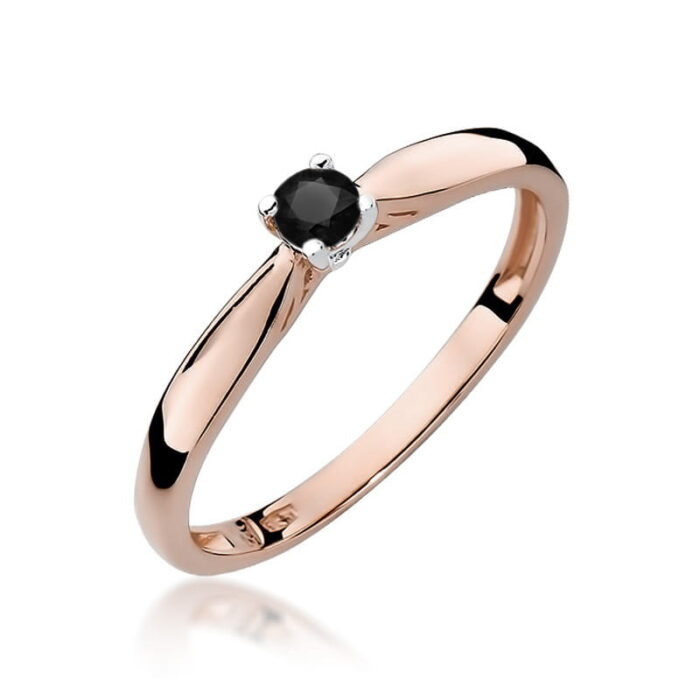 Inel Aur 14k cu Diamant Negru Natural 0.12 ct - Imagine 9
