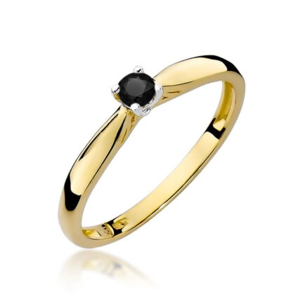 Inel Aur 14k cu Diamant Negru Natural 0.12 ct