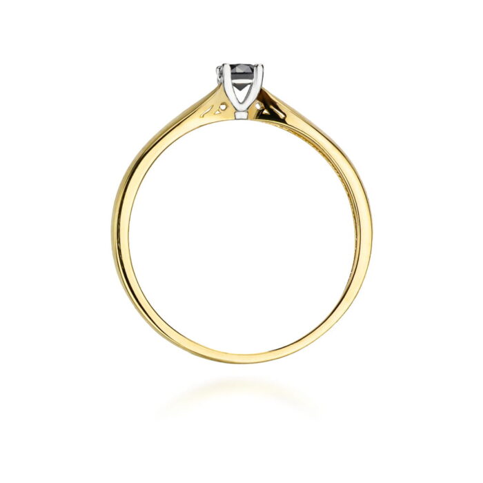 Inel Aur 14k cu Diamant Negru Natural 0.12 ct - Imagine 3