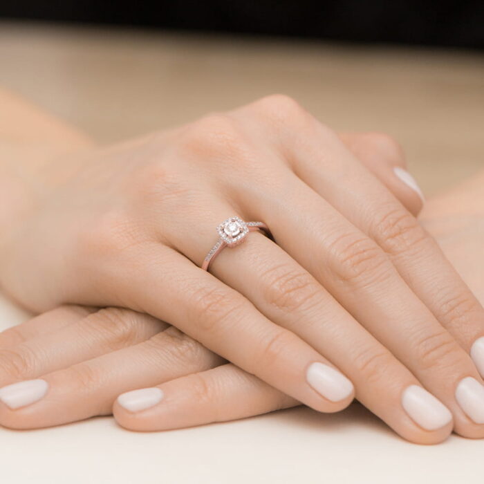 Inel Aur 14K W462 Diamant Cultivat 0.21ct - Imagine 8