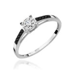 Inel Aur 14K cu Diamant 0.04 ct si Diamante Negre 0.04 ct - Imagine 5
