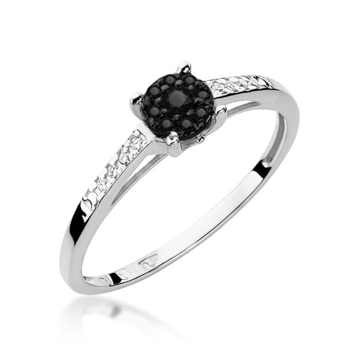 Inel Aur 14K cu Diamant Negru 0.04 ct si Diamante Incolore 0.04 ct - Imagine 4