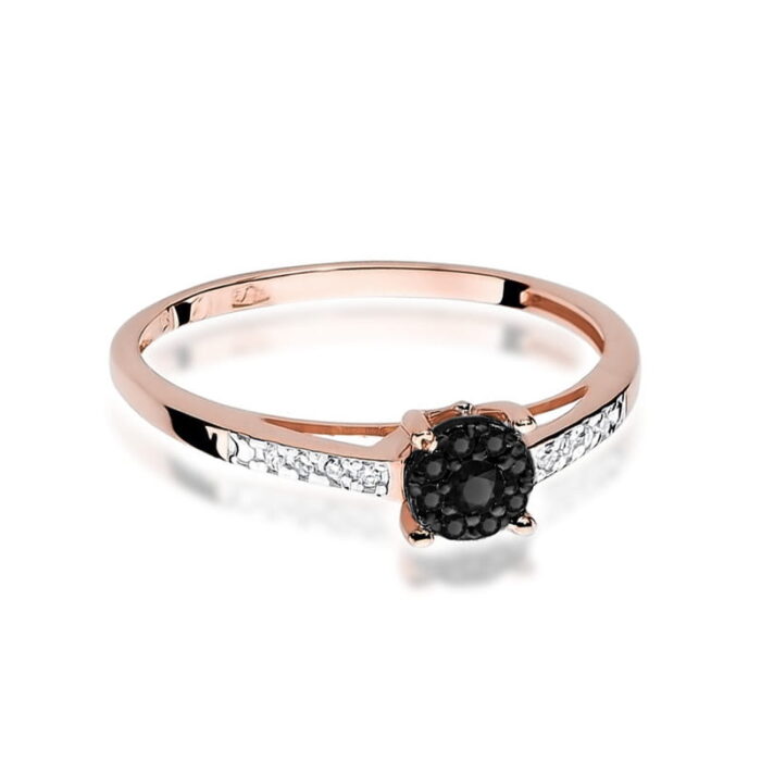 Inel Aur 14K cu Diamant Negru 0.04 ct si Diamante Incolore 0.04 ct - Imagine 8