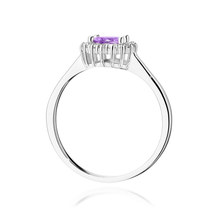 Inel Aur 14K cu Ametist 0.50 ct si Diamante Naturale 0.14 ct - Imagine 7