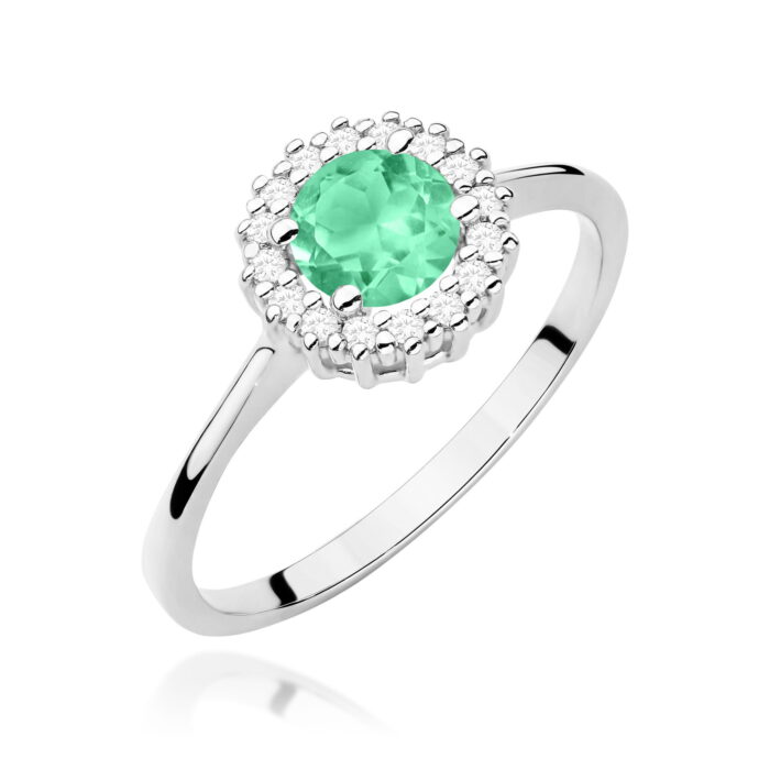 Inel Aur 14K cu Smarald 0.50 ct si Diamante Naturale 0.14 ct - Imagine 5