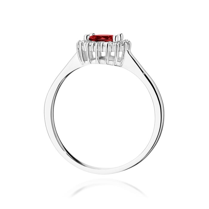 Inel Aur 14K cu Garnet 0.60 ct si Diamante Naturale 0.14 ct - Imagine 7