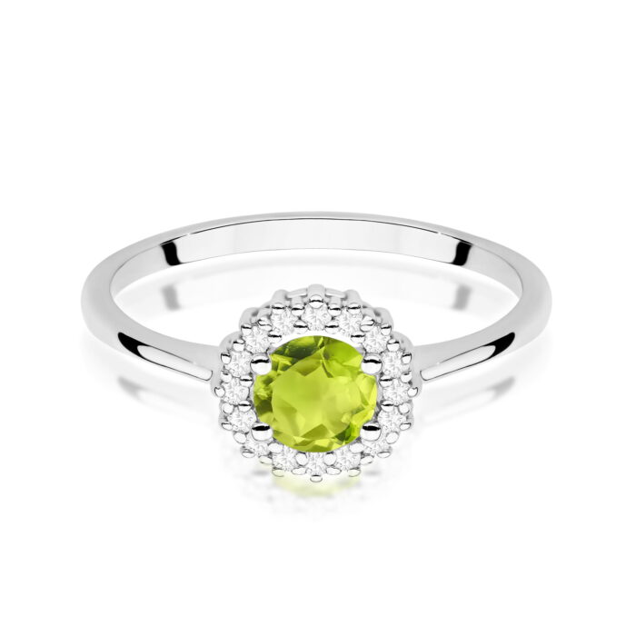 Inel Aur 14K cu Peridot 0.60 ct si Diamante Naturale 0.14 ct - Imagine 6