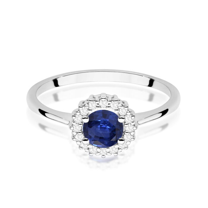 Inel Aur 14K cu Safir 0.50 ct si Diamante Naturale 0.14 ct - Imagine 6