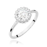 Inel Aur 14K cu Safir Alb 0.60 ct si Diamante Naturale 0.14 ct - Imagine 5