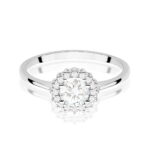 Inel Aur 14K cu Safir Alb 0.60 ct si Diamante Naturale 0.14 ct - Imagine 6