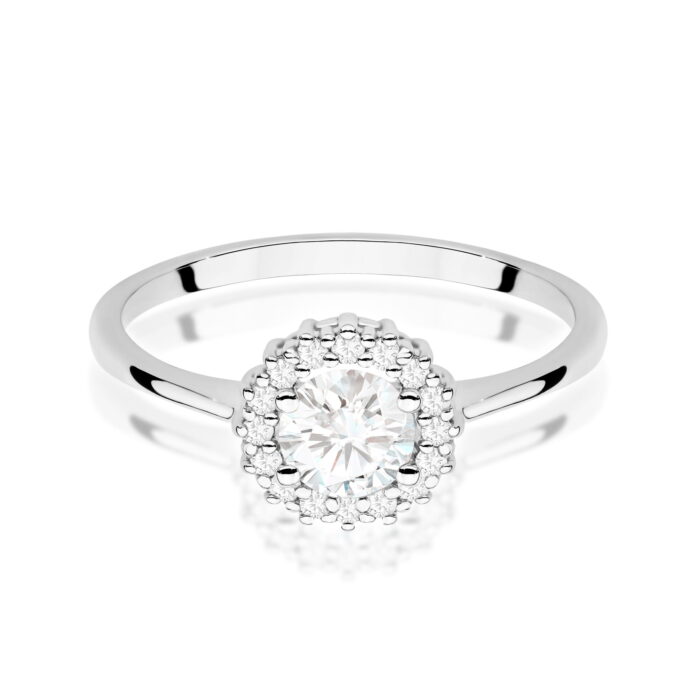 Inel Aur 14K cu Safir Alb 0.60 ct si Diamante Naturale 0.14 ct - Imagine 6