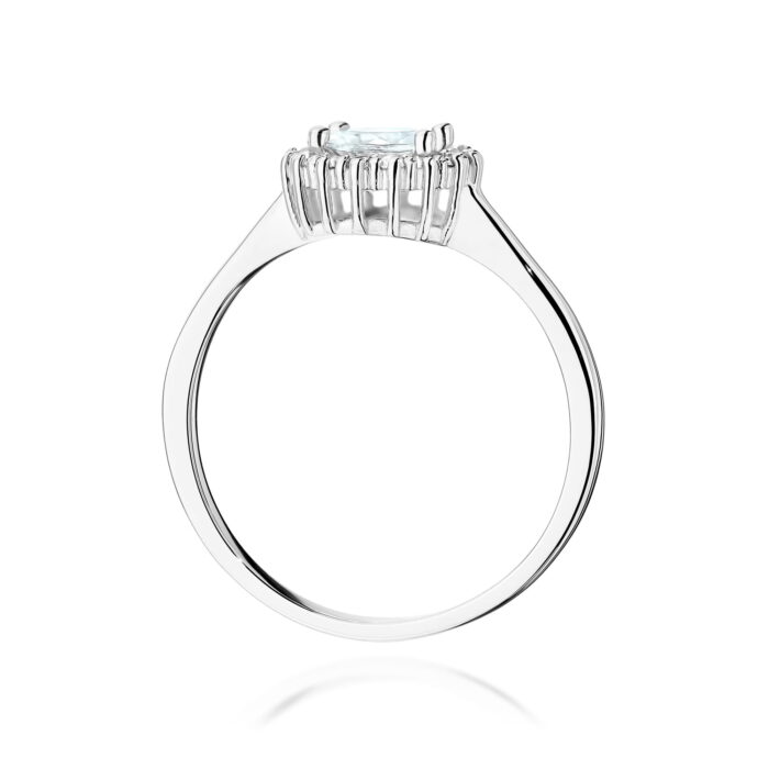 Inel Aur 14K cu Safir Alb 0.60 ct si Diamante Naturale 0.14 ct - Imagine 7
