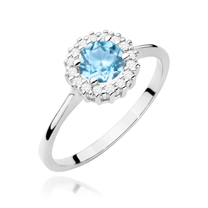 Inel Aur 14K cu Topaz Albastru 0.50 ct si Diamante Naturale 0.14 ct - Imagine 5