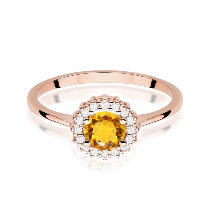 Inel Aur 14K cu Citrin 0.50 ct si Diamante Naturale 0.14 ct - Imagine 10