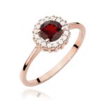 Inel Aur 14K cu Garnet 0.60 ct si Diamante Naturale 0.14 ct - Imagine 9