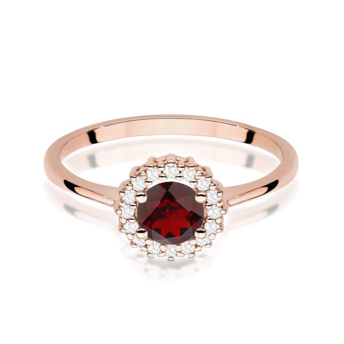 Inel Aur 14K cu Garnet 0.60 ct si Diamante Naturale 0.14 ct - Imagine 10