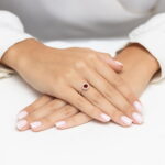 Inel Aur 14K cu Garnet 0.60 ct si Diamante Naturale 0.14 ct - Imagine 12