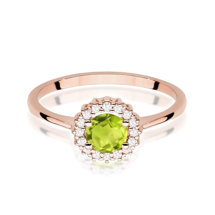 Inel Aur 14K cu Peridot 0.60 ct si Diamante Naturale 0.14 ct - Imagine 12