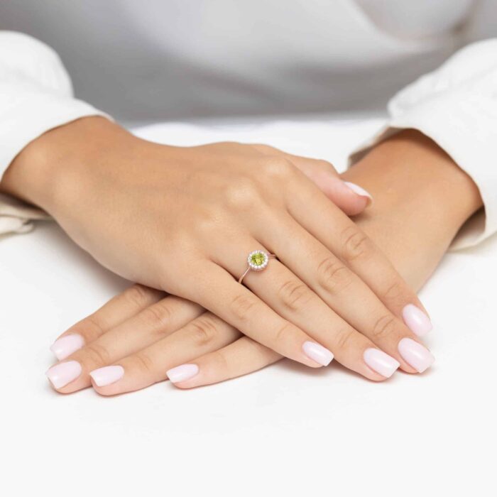 Inel Aur 14K cu Peridot 0.60 ct si Diamante Naturale 0.14 ct - Imagine 11
