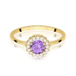 Inel Aur 14K cu Ametist 0.50 ct si Diamante Naturale 0.14 ct - Imagine 2