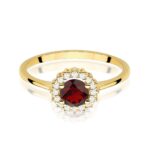 Inel Aur 14K cu Garnet 0.60 ct si Diamante Naturale 0.14 ct - Imagine 2