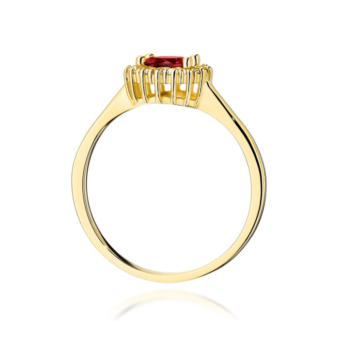 Inel Aur 14K cu Garnet 0.60 ct si Diamante Naturale 0.14 ct - Imagine 3